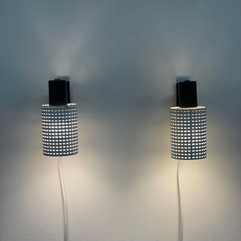 Pair of vintage Fiesta wall lamps by H. Busquet for Hala, 1960s