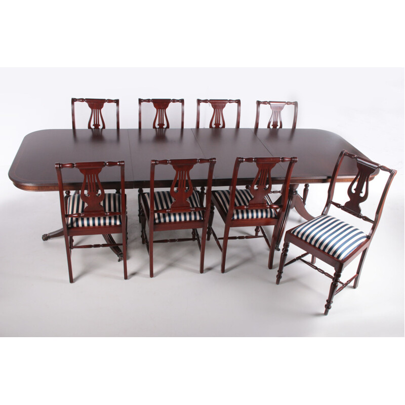 English vintage mahogany dining set, 1980s