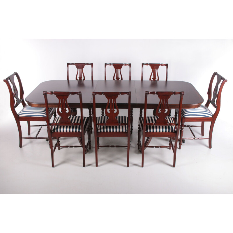 English vintage mahogany dining set, 1980s