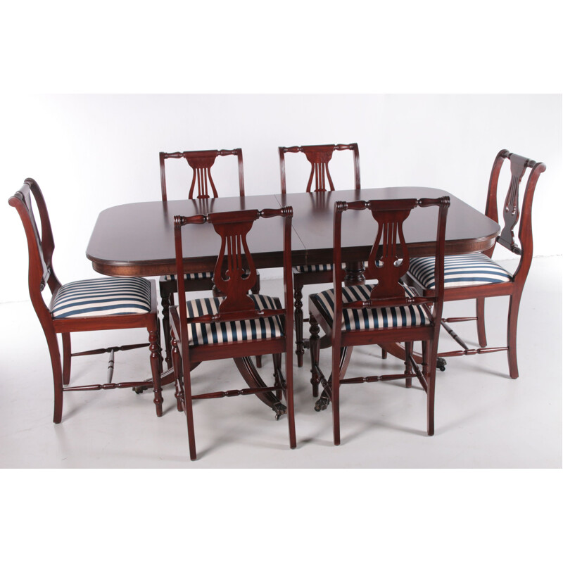 English vintage mahogany dining set, 1980s