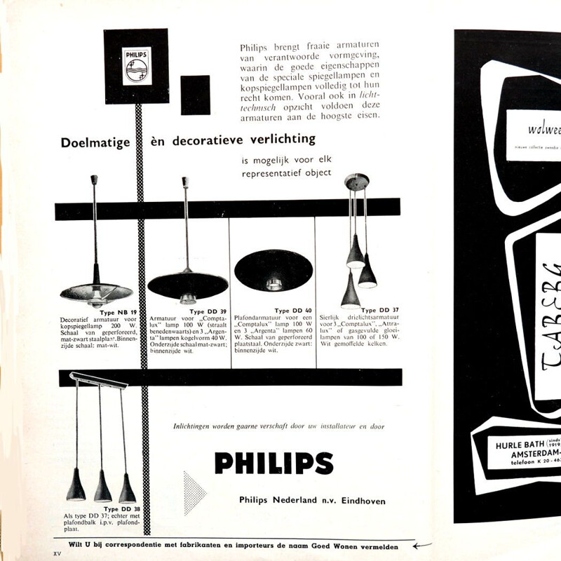 Vintage plafondlamp model "DD 40" van Louis Kalff voor Philips, 1950