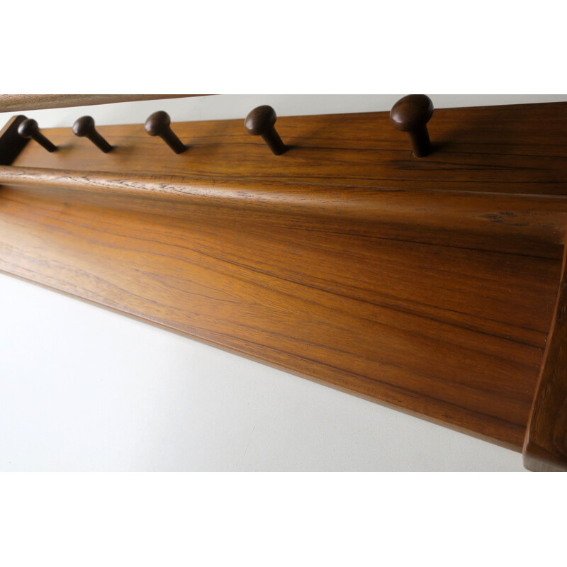 Aksel Kjersgaard for Odder teak wall-mounted coat and hat rack, Denmark 1960s