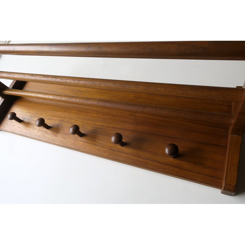 Aksel Kjersgaard for Odder teak wall-mounted coat and hat rack, Denmark 1960s