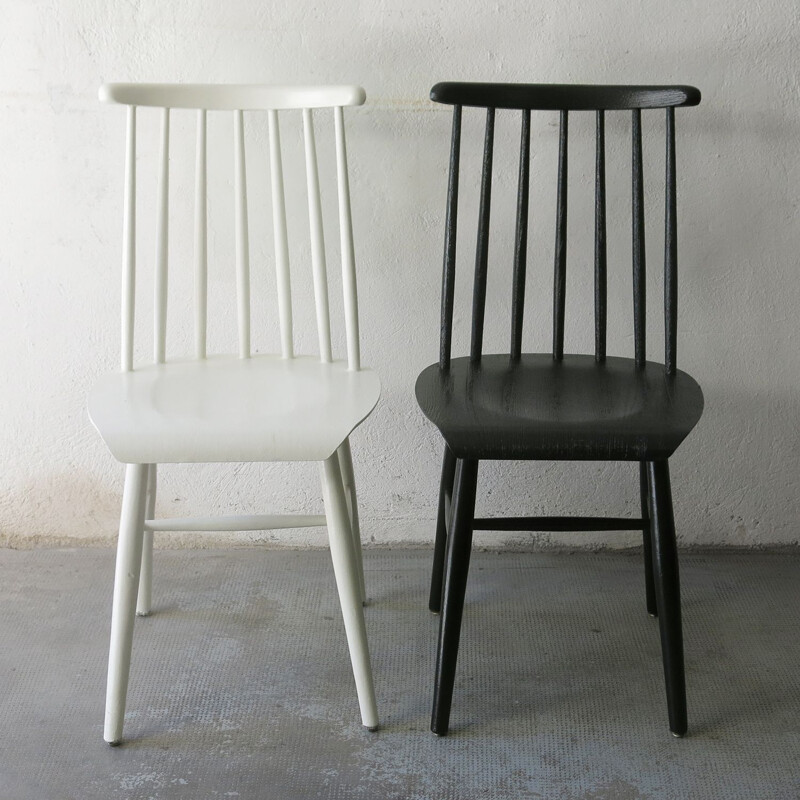 Pair of vintage black and white chairs model Fanett by Ilmari Tapiovaara