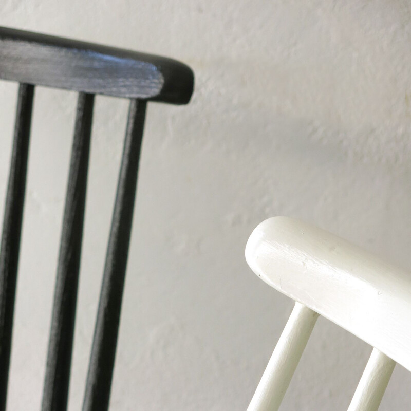 Pair of vintage black and white chairs model Fanett by Ilmari Tapiovaara