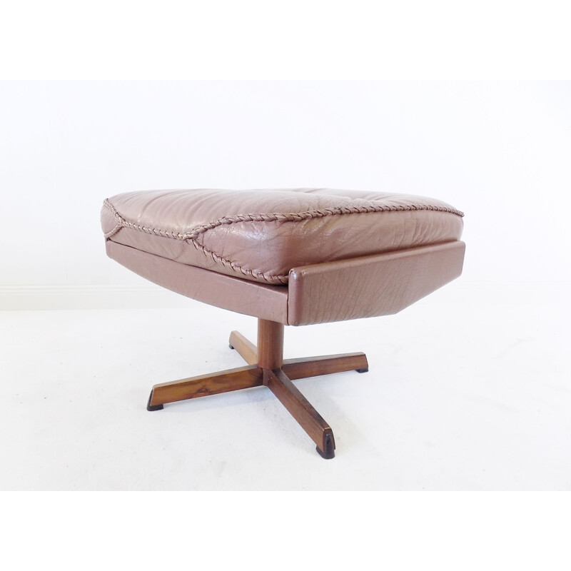 Vintage leather armchair with ottoman by Madsen & Schübel for Bovenkamp, 1960s