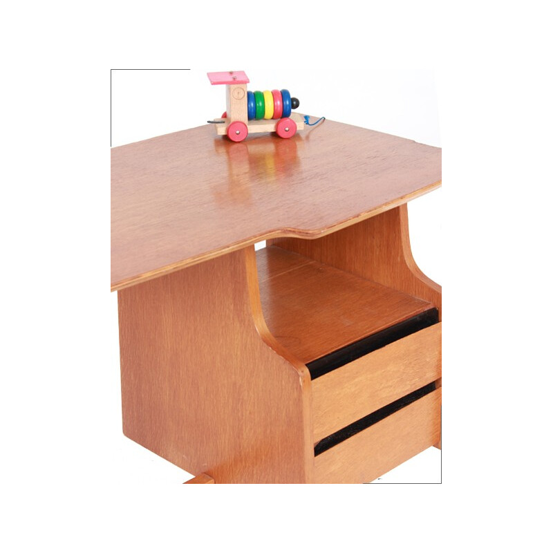 Oakwood child desk, Jacques HAUVILLE - 1950s