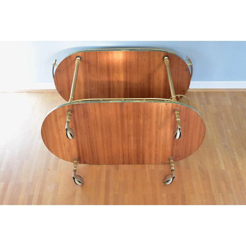 Vintage goatskin and gilt metal trolley by Aldo Tura, Italy