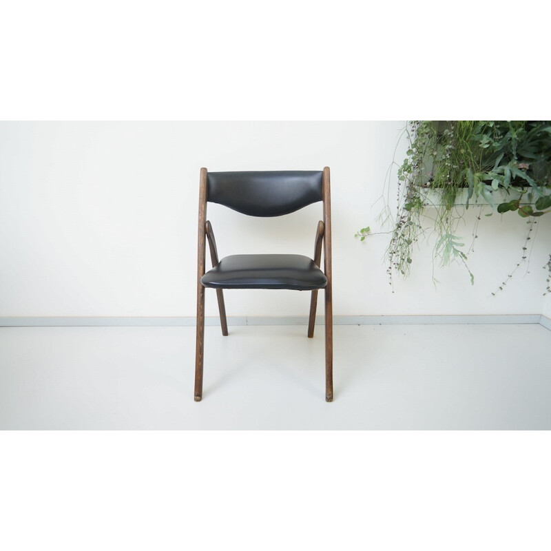 Foldable black chair in wood - 1950s