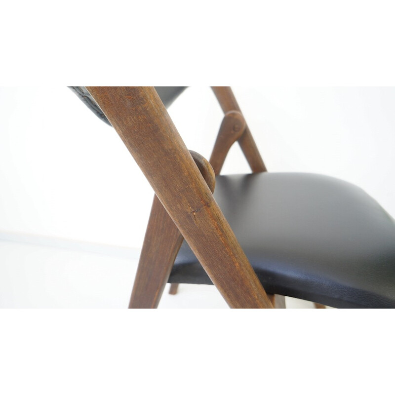 Foldable black chair in wood - 1950s