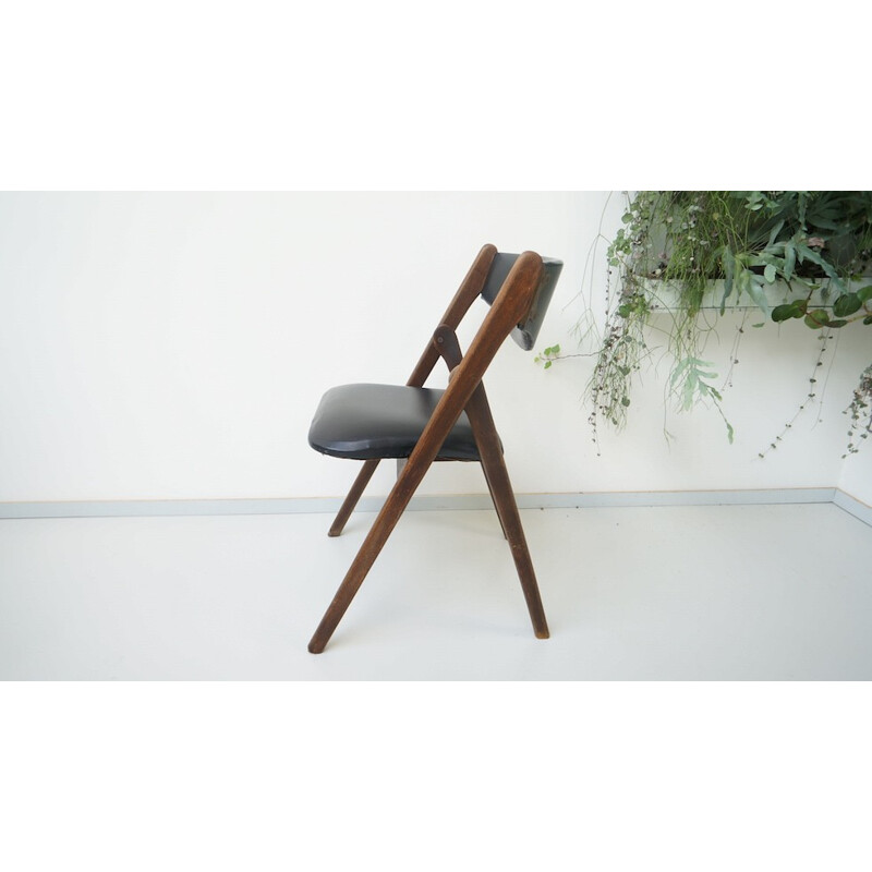 Foldable black chair in wood - 1950s