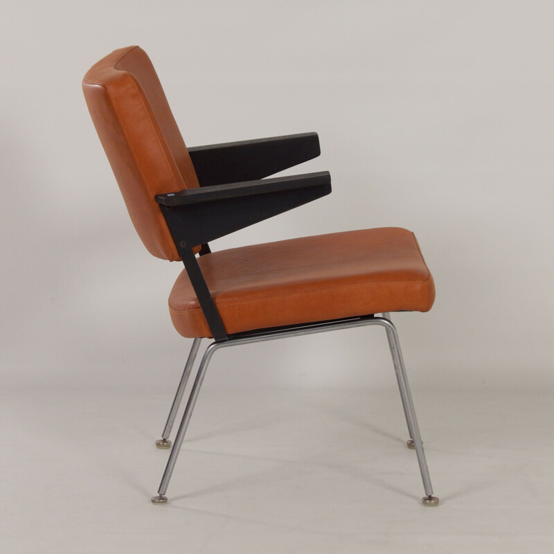 Vintage Sessel 1445 aus braunem Leder und Eschenholz von Andre Cordemeyer für Gispen, 1960