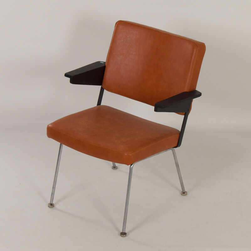 Vintage Sessel 1445 aus braunem Leder und Eschenholz von Andre Cordemeyer für Gispen, 1960