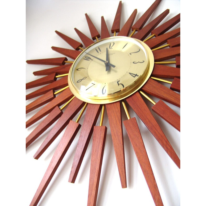 Large Anstey & Wilson sunburst wall clock - 1970s
