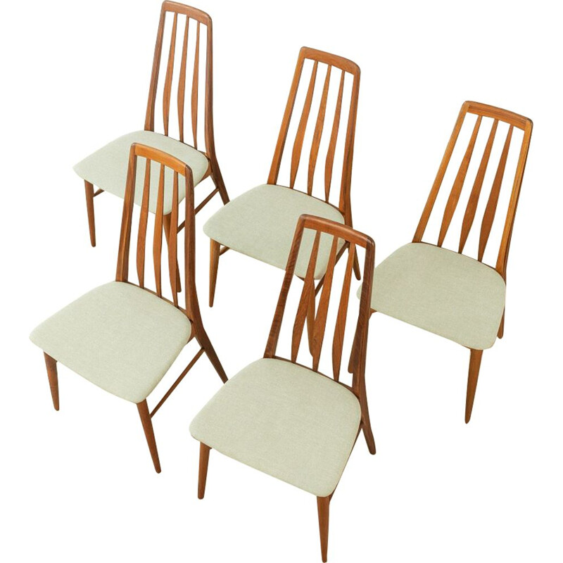 Set of 4 mid century teak "Eva" dining chairs by Nils Koefoed for Hornslet, Denmark 1960s