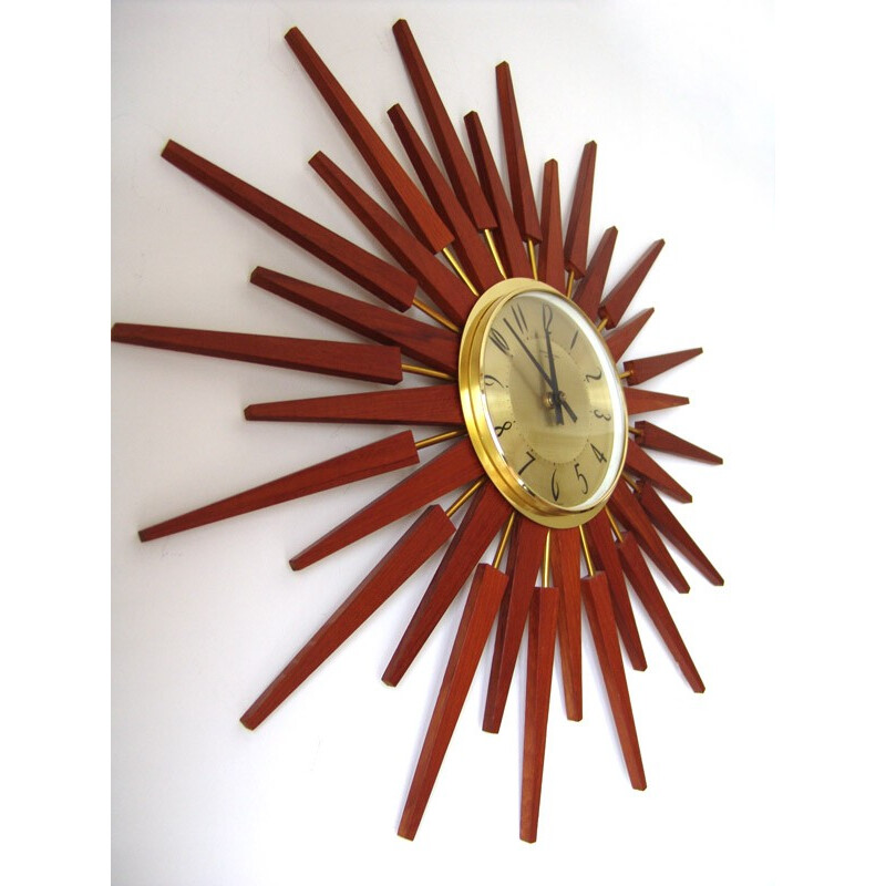 Large Anstey & Wilson sunburst wall clock - 1970s