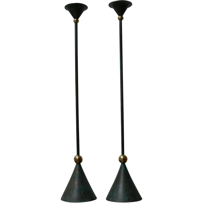 Pair of mid-century Italian patinated candlestick, 1980s