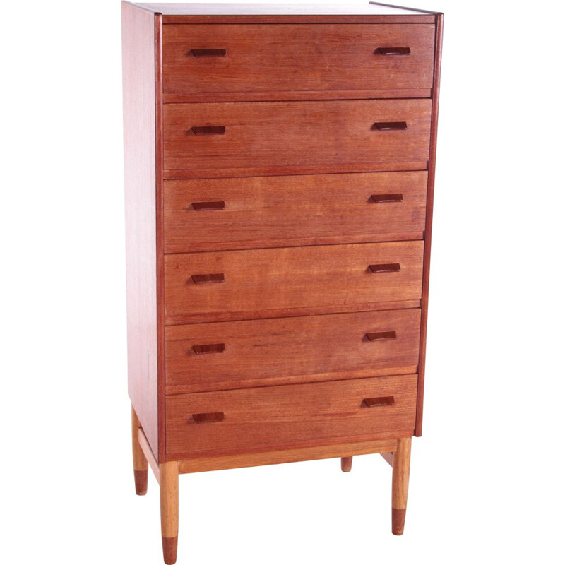 Teak wooden vintage chest of drawers from Poul Volther by Munch Mobler, Denmark 1960s