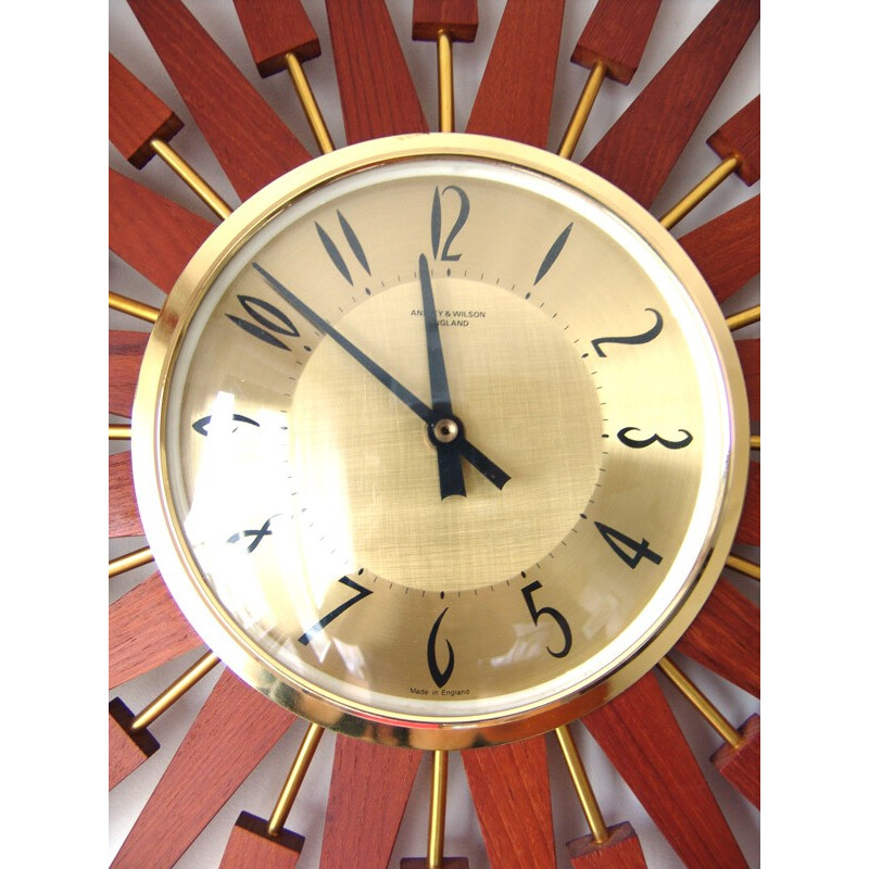 Large Anstey & Wilson sunburst wall clock - 1970s