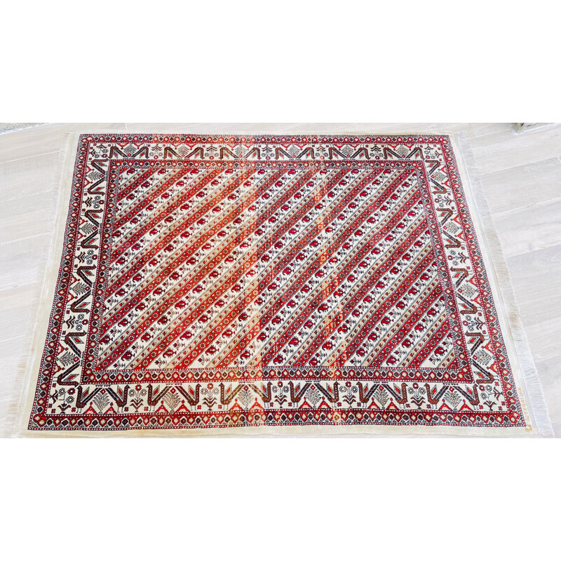 Vintage Persian rug with Azerbaijan swallows in wool