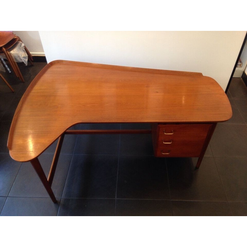 Danish Bovirke "BO85" desk in teak and oak, Arne VODDER - 1950s