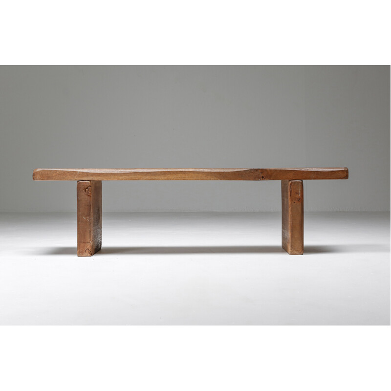 Banc vintage rustique Wabi-Sabi en bois de chêne avec patine charismatique, 1850