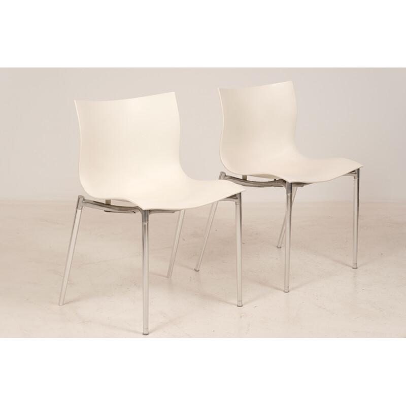 Pair of vintage white chairs by P.Starck Cam el Leon for Driade Aleph, 1999