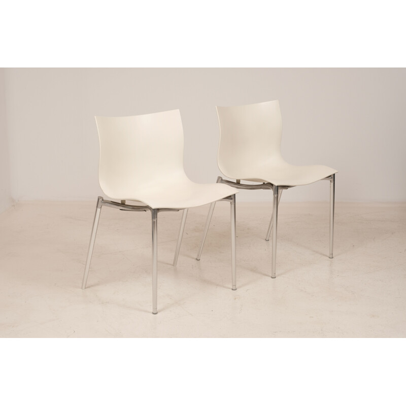 Pair of vintage white chairs by P.Starck Cam el Leon for Driade Aleph, 1999