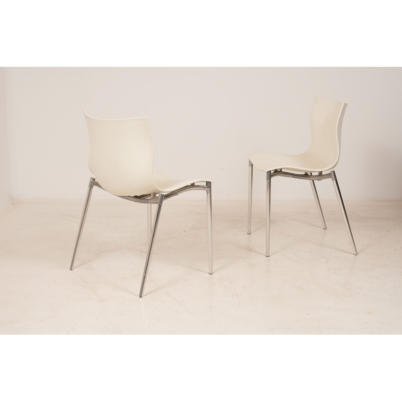 Pair of vintage white chairs by P.Starck Cam el Leon for Driade Aleph, 1999