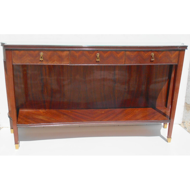 Italian console table in mahogany and brass - 1950s