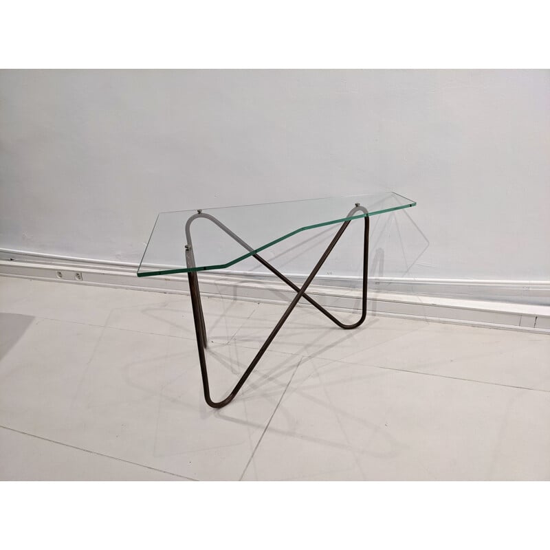 Vintage glass coffee table by Robert Mathieu, 1970