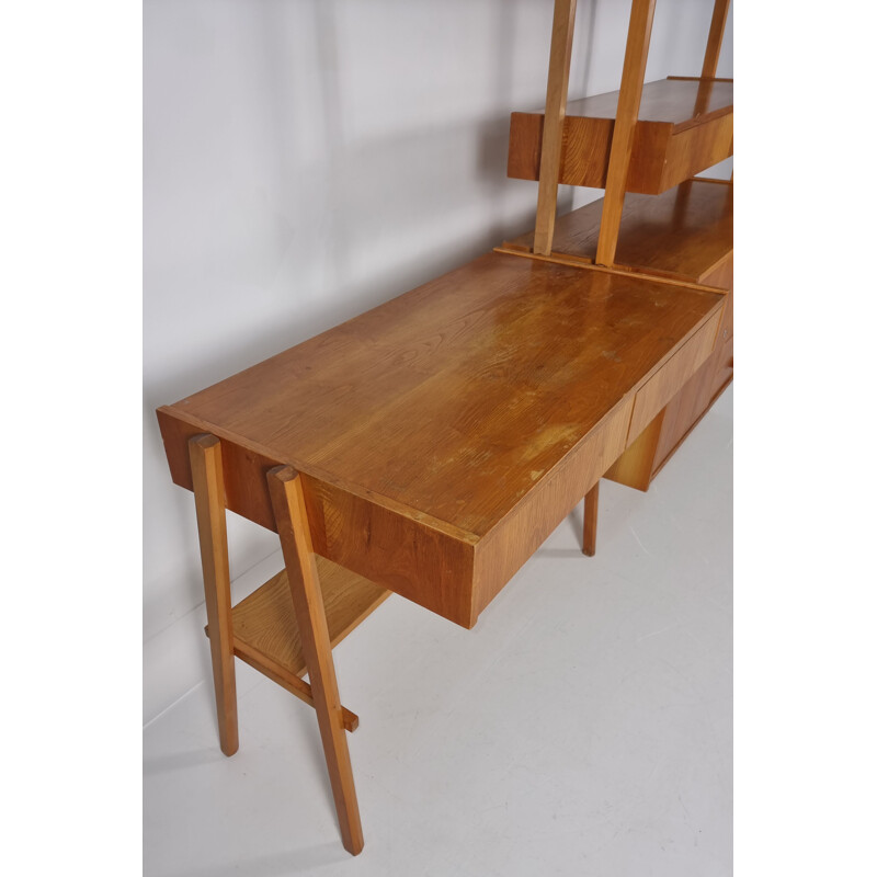 Set of vintage desk and shelf by František Jirák, Czechoslovakia 1970s