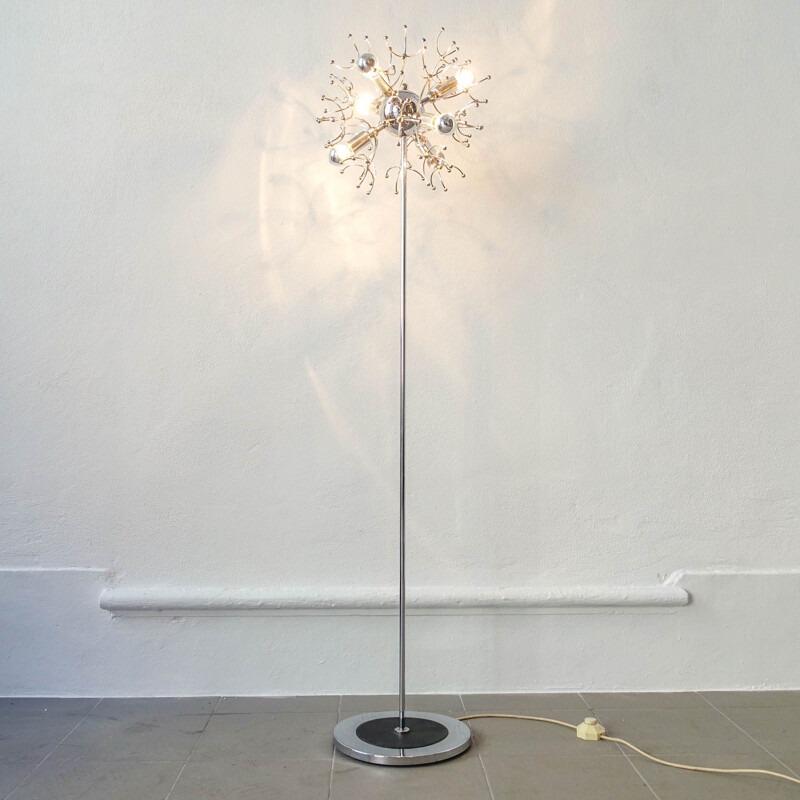 Vintage sputnik floor lamp by Gaetano Sciolari, 1970s