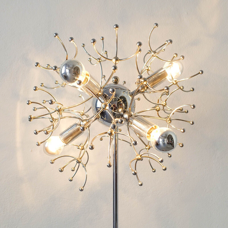 Vintage sputnik floor lamp by Gaetano Sciolari, 1970s