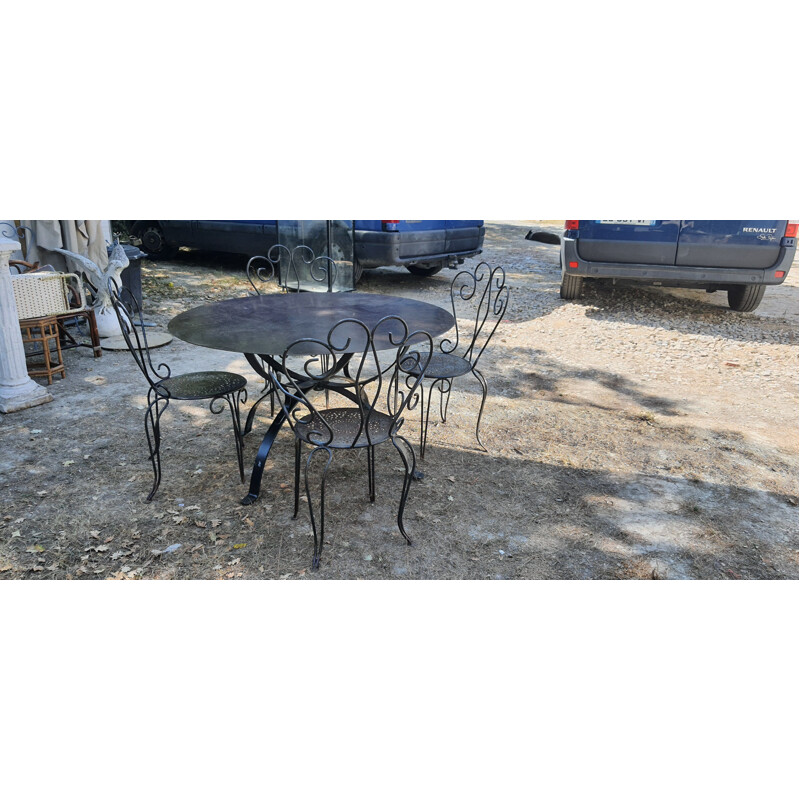 Set of vintage wrought iron garden furniture