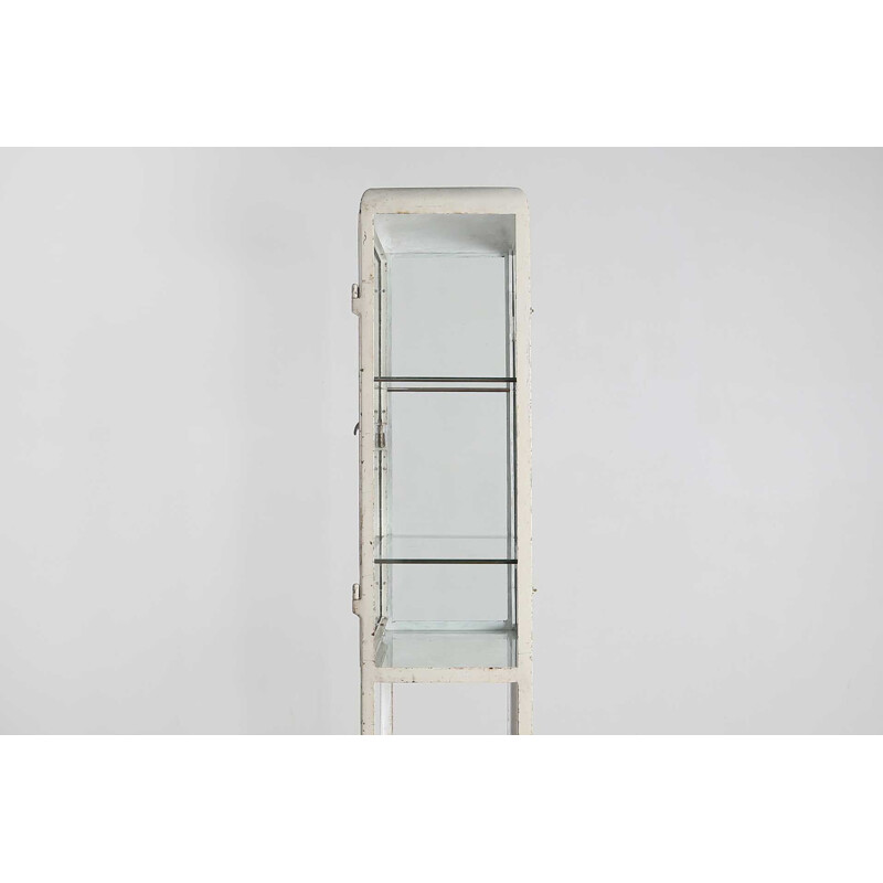 Vintage solid metal and glass medical cabinet, 1900