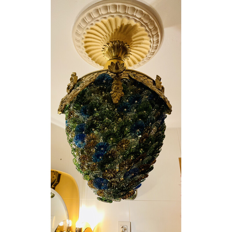 Vintage Murano glass pineapple ceiling lamp by Barovier&Toso, 1950s