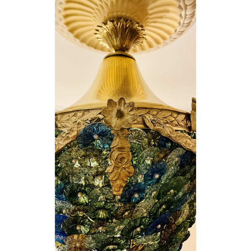 Plafonnier vintage ananas en verre de Murano par Barovier&Toso, 1950