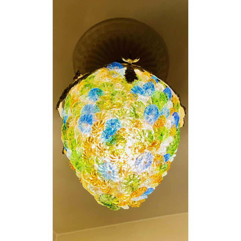 Vintage Murano glass pineapple ceiling lamp by Barovier&Toso, 1950s