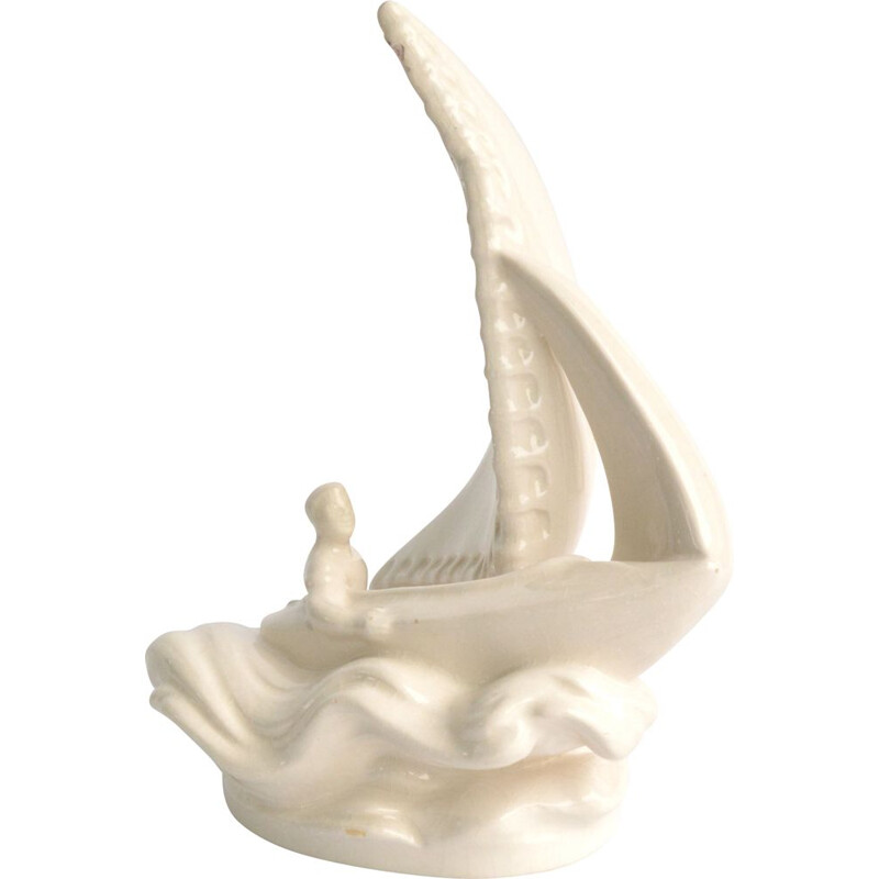 Vintage figure of the Sailor on a Boat by Jihoker Bechyně, Czechoslovakia 1950s