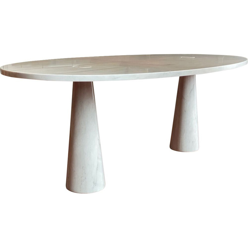 Mid-century dining table in Carrara marble model "Eros" by Angelo Mangiarotti, Italy 1970s