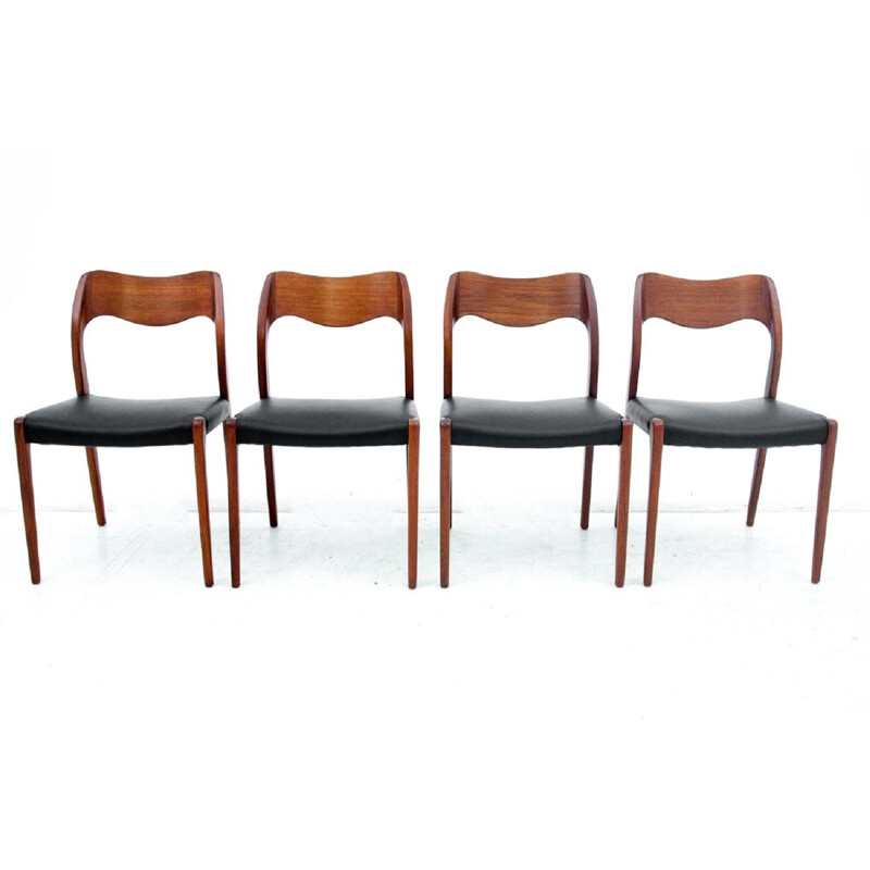 Set of 4 vintage chairs by Niels O. Moller, Denmark 1960s