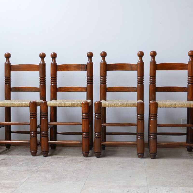 Ensemble de 6 chaises françaises vintage par Charles Dudouyt, 1960