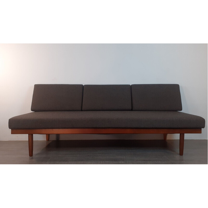 Divano letto vintage in teak e tessuto antracite di Ingmar Relling per Ekornes, Norvegia 1960