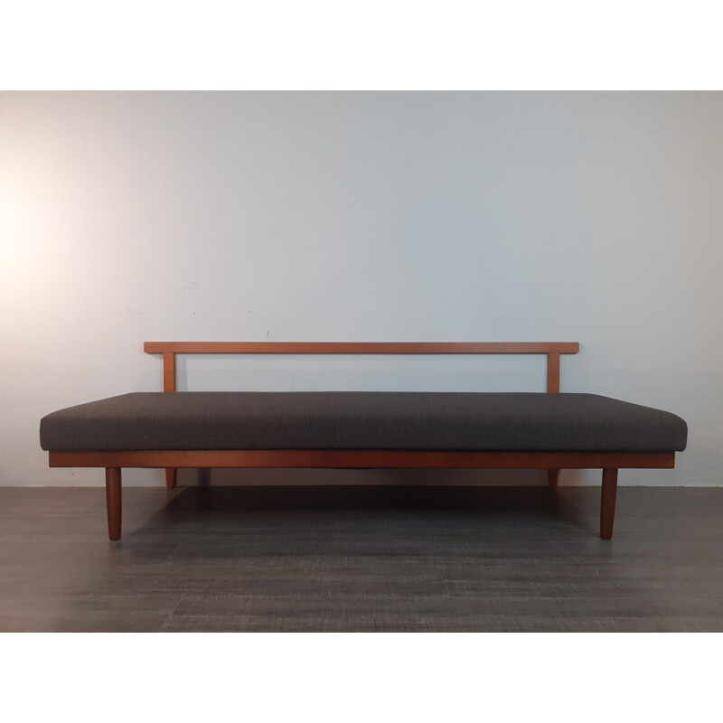 Divano letto vintage in teak e tessuto antracite di Ingmar Relling per Ekornes, Norvegia 1960