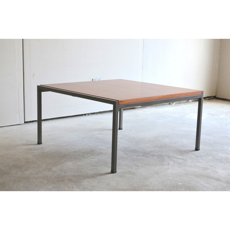 French EFA coffee table in mahogany and metal, Georges FRYDMAN - 1960s