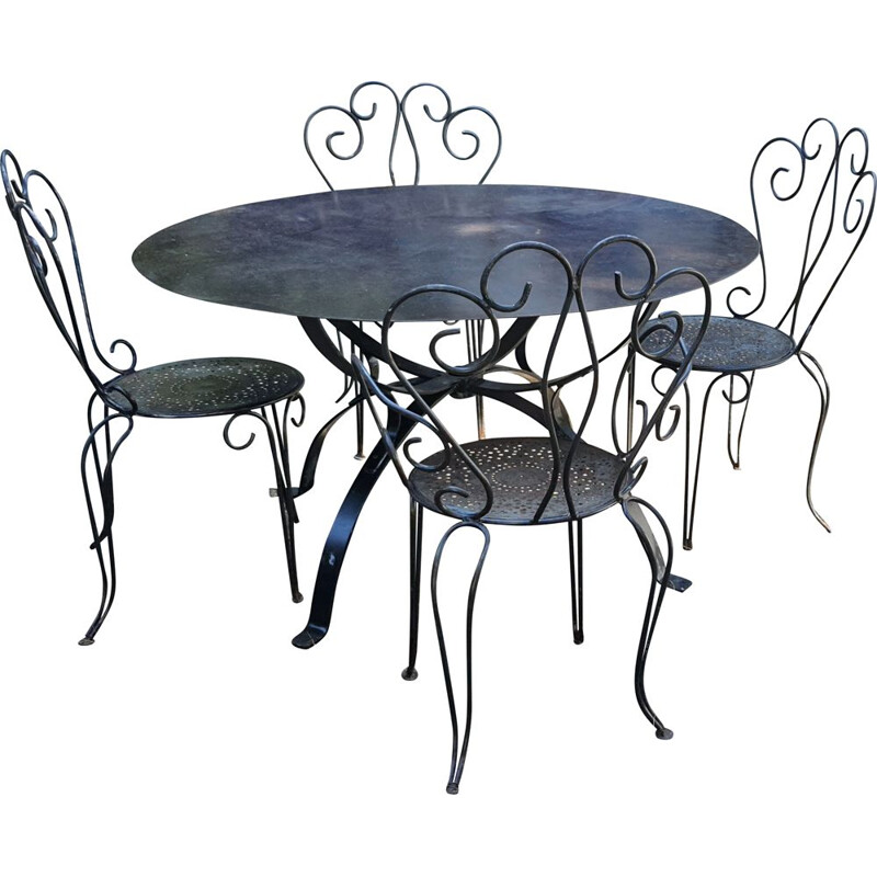 Set of vintage wrought iron garden furniture