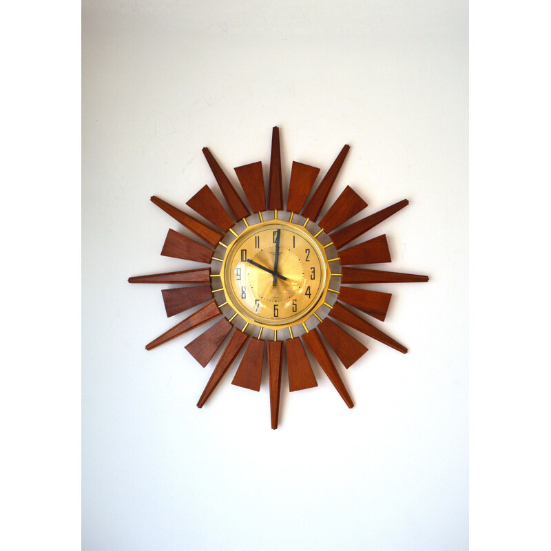 Teak wall clock by ANSTEY & WILSON - 1970s