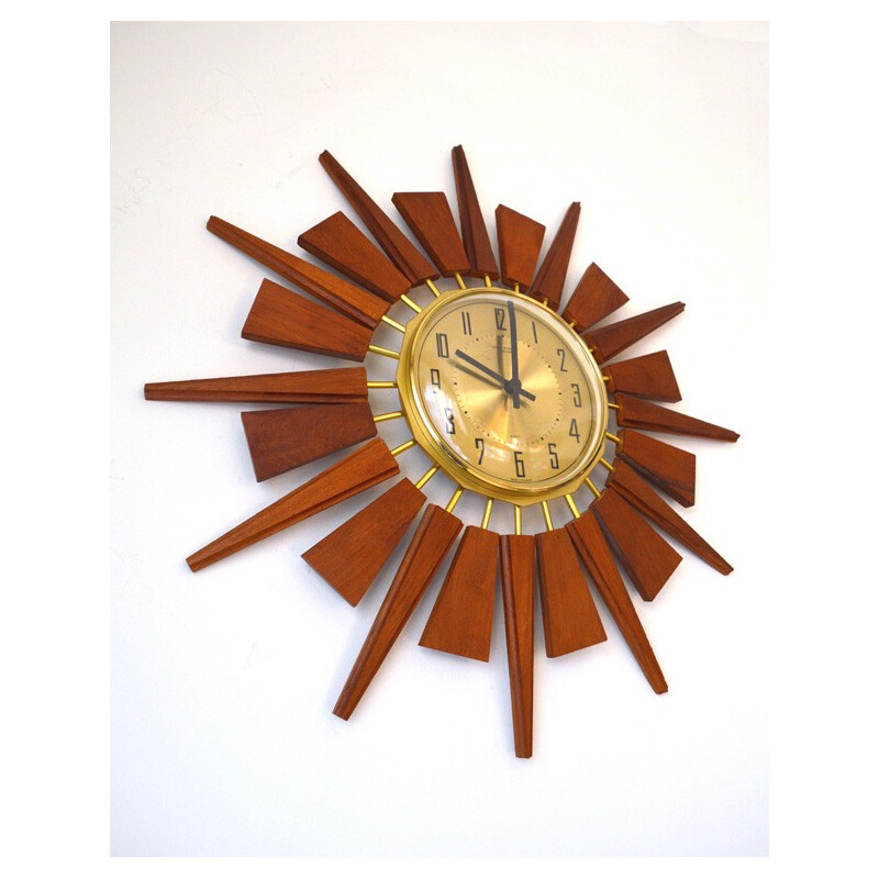 Teak wall clock by ANSTEY & WILSON - 1970s