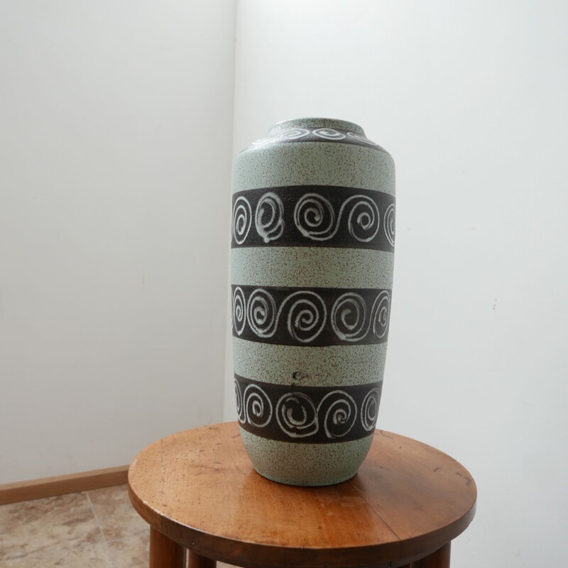 Vase vintage en céramique verte, Allemagne 1970